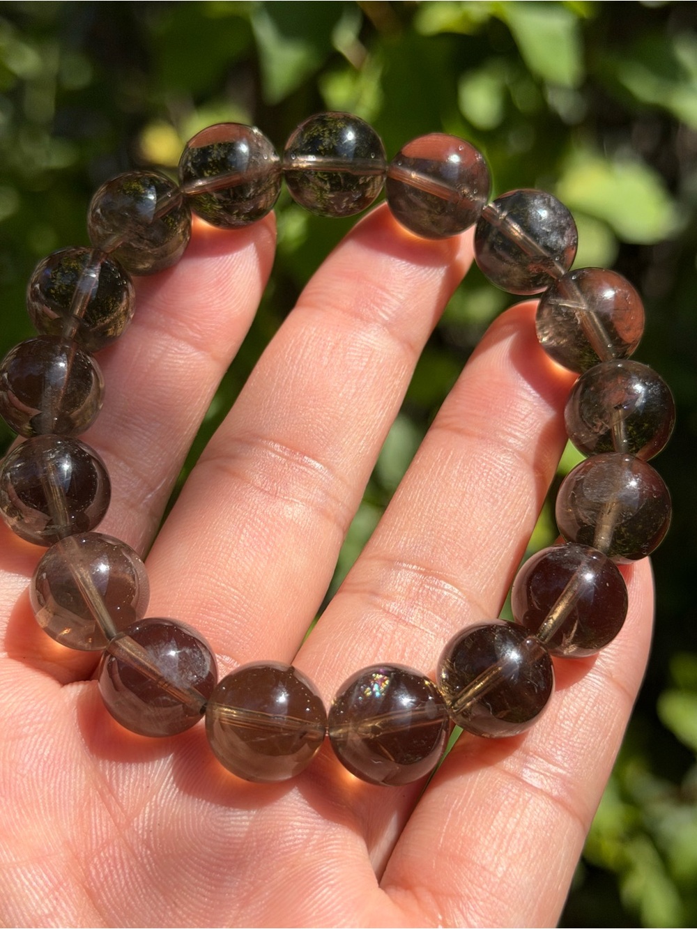 12mm Smoky Quartz Beaded Stretch Bracelet 2057‎